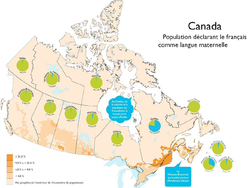 map personnes qui parlent français au Canada